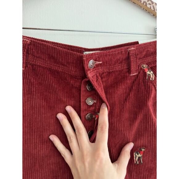 FREE PEOPLE Clifton Cord Red Deer Darlin' Wide Leg Jeans Size 24 - Picture 6 of 9